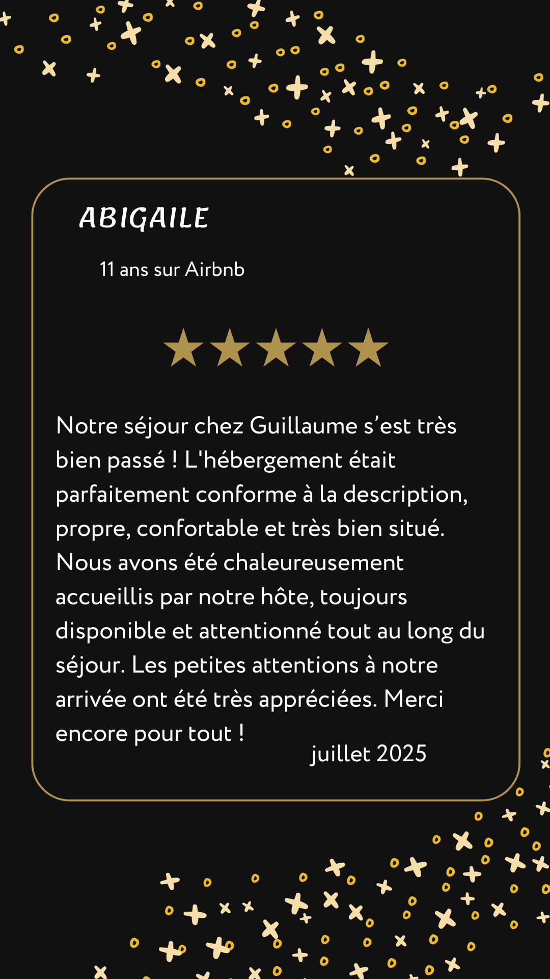 Carrousel avis voyageurs Airbnb - Abigaile