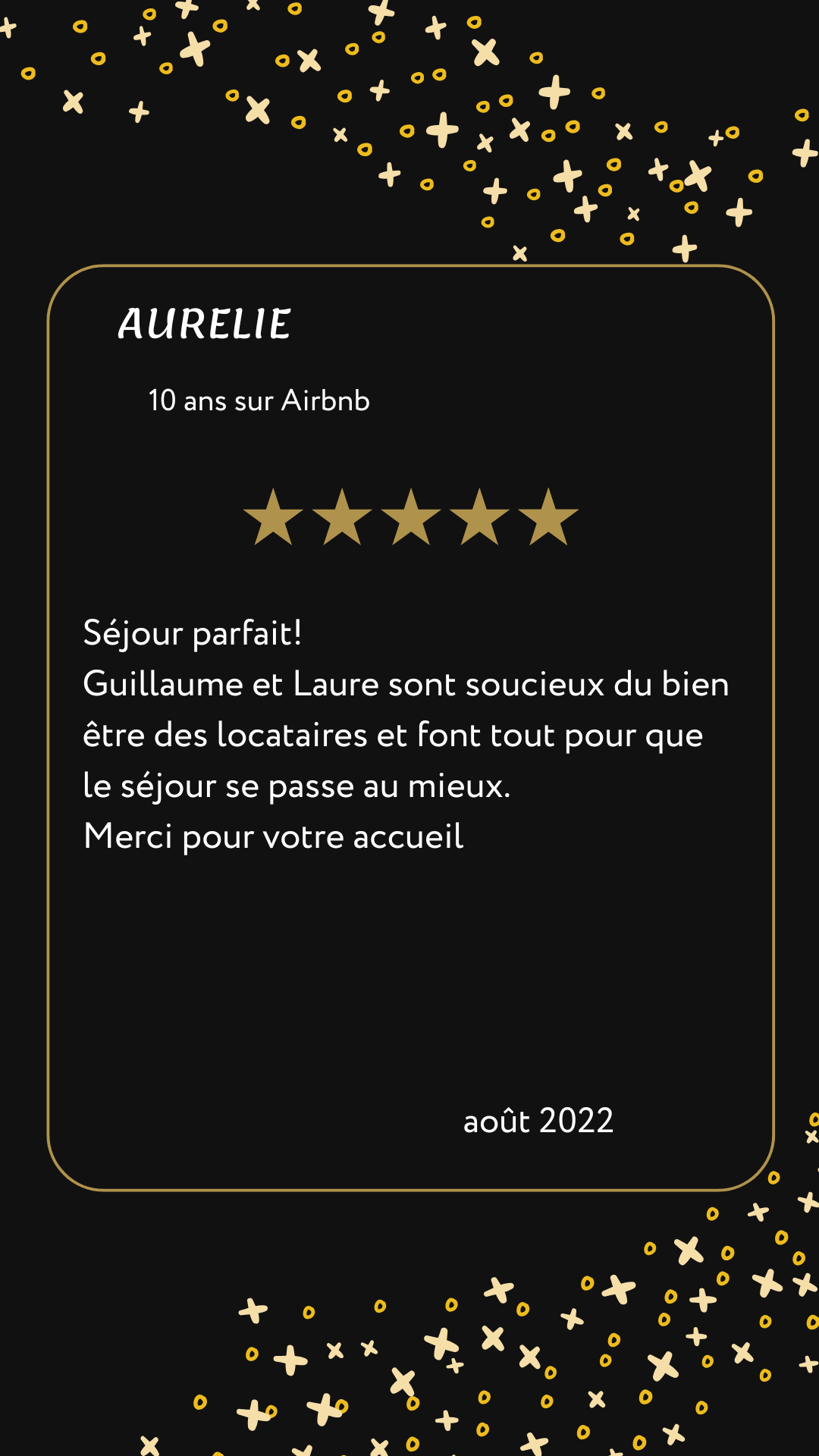 Carrousel avis voyageurs Airbnb - Aurelie