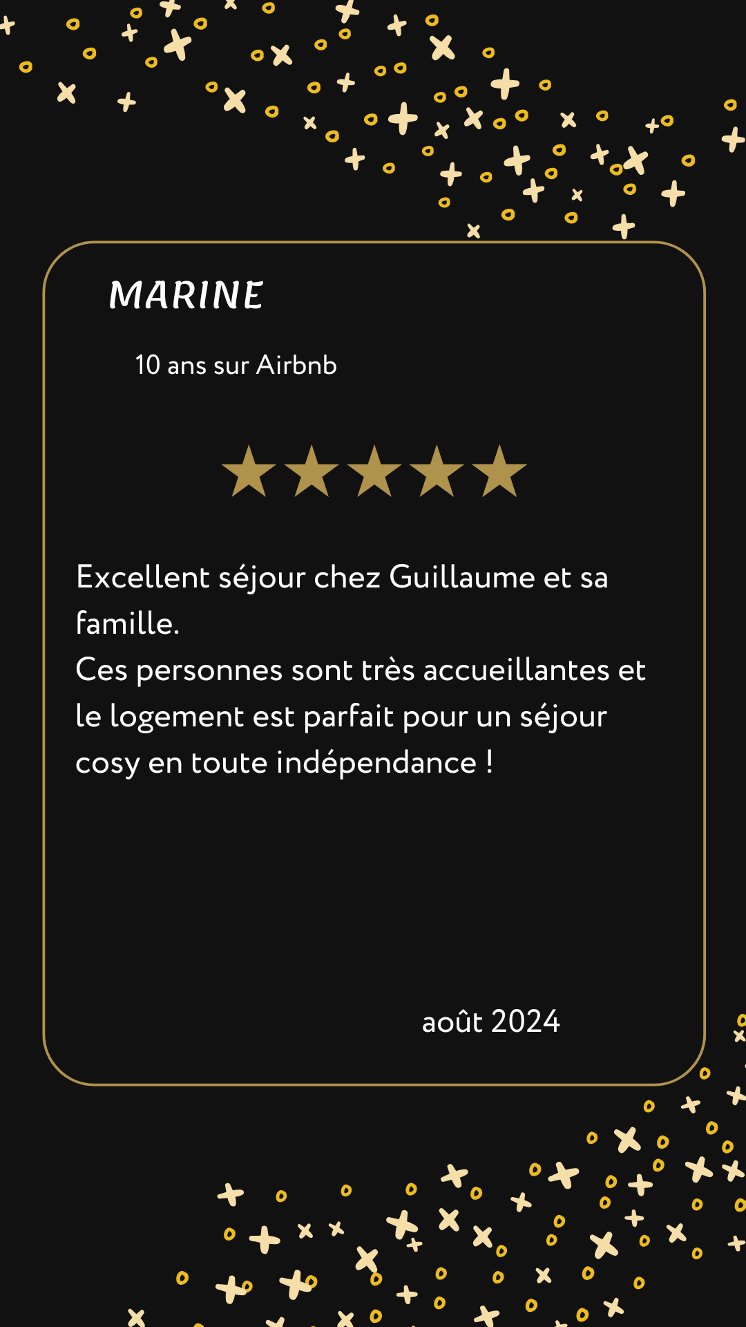 Carrousel avis voyageurs Airbnb - Marine